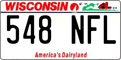 WI license plate 548NFL