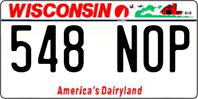 WI license plate 548NOP