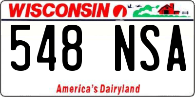 WI license plate 548NSA