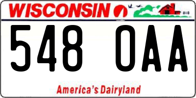 WI license plate 548OAA