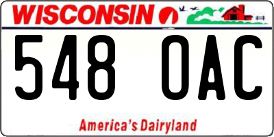 WI license plate 548OAC