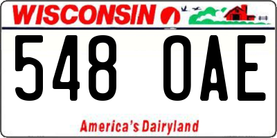 WI license plate 548OAE