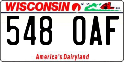WI license plate 548OAF