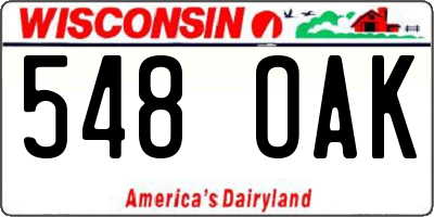 WI license plate 548OAK