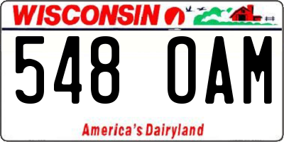 WI license plate 548OAM