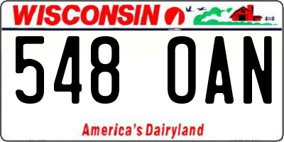 WI license plate 548OAN
