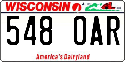 WI license plate 548OAR