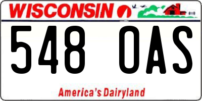 WI license plate 548OAS
