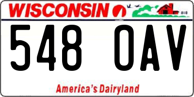 WI license plate 548OAV