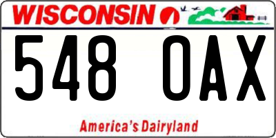 WI license plate 548OAX
