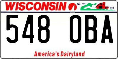 WI license plate 548OBA