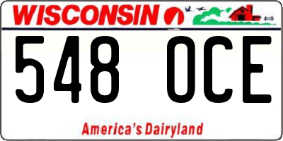 WI license plate 548OCE