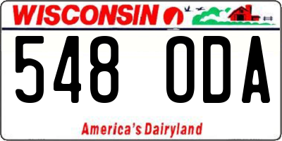 WI license plate 548ODA