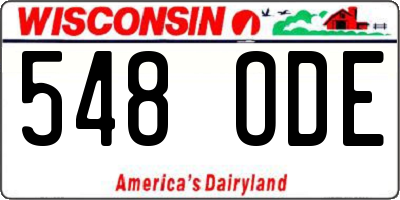 WI license plate 548ODE
