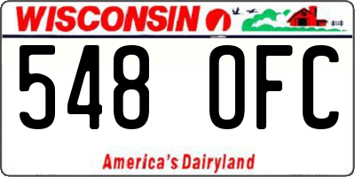 WI license plate 548OFC