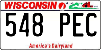 WI license plate 548PEC