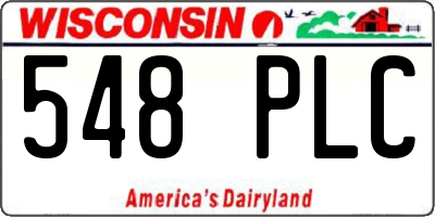 WI license plate 548PLC