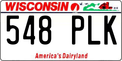WI license plate 548PLK