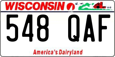 WI license plate 548QAF
