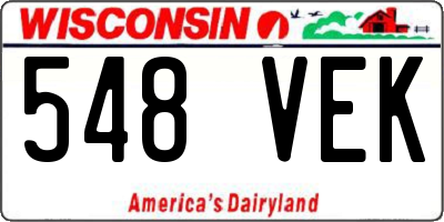 WI license plate 548VEK