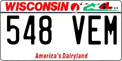 WI license plate 548VEM