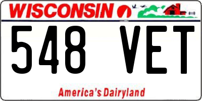 WI license plate 548VET