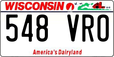 WI license plate 548VRO