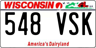 WI license plate 548VSK