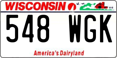 WI license plate 548WGK