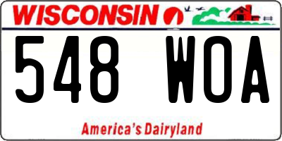 WI license plate 548WOA