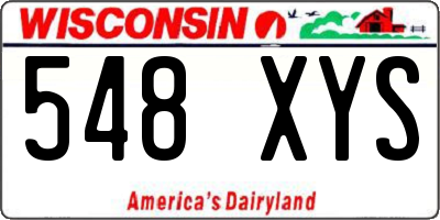 WI license plate 548XYS