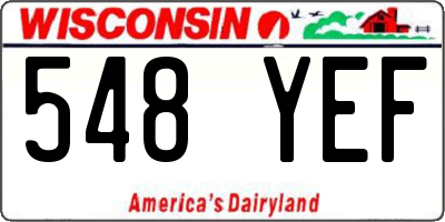 WI license plate 548YEF