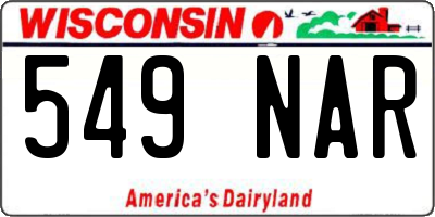 WI license plate 549NAR