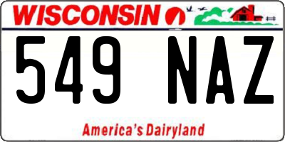 WI license plate 549NAZ