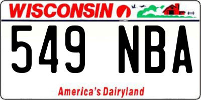WI license plate 549NBA