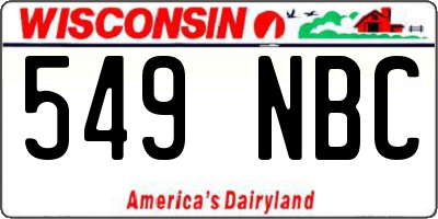 WI license plate 549NBC