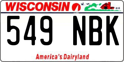 WI license plate 549NBK