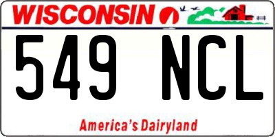 WI license plate 549NCL