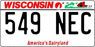 WI license plate 549NEC