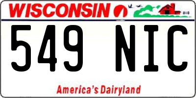 WI license plate 549NIC