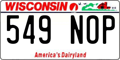 WI license plate 549NOP