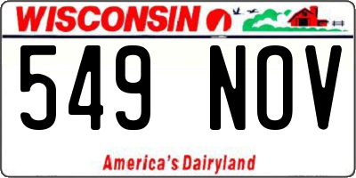 WI license plate 549NOV