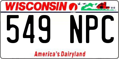 WI license plate 549NPC