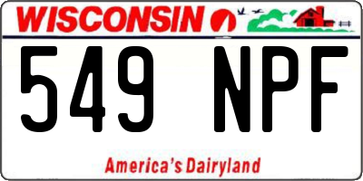 WI license plate 549NPF