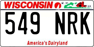 WI license plate 549NRK