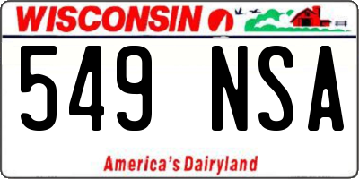WI license plate 549NSA