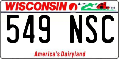 WI license plate 549NSC