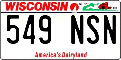 WI license plate 549NSN