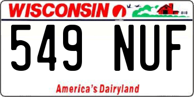 WI license plate 549NUF