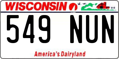 WI license plate 549NUN